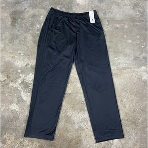 NWT Adidas Track Pants Size 2XLT Black Straight Leg Regular Fit Joggers 3 Stripe